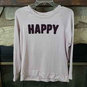 SECRET TREASURES LIGHT PURPLE “HAPPY” LONG SLEEVE SWEATER FOR BED